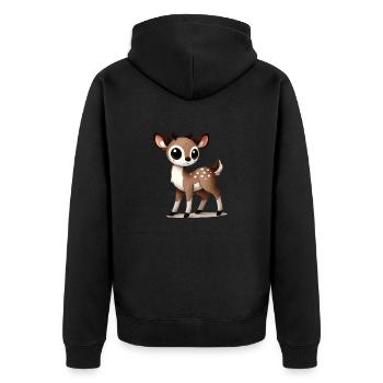 reh cartoon - Unisex Premium Bio Zip Hoodie - Schwarz - Hinten - Nico (187cm)