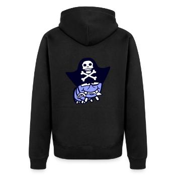 Raupe Loch Piraten Kapitän Mütze Lustig Süß Comic - Unisex Premium Bio Zip Hoodie - Schwarz - Hinten - Nico (187cm)