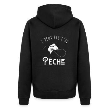 I Can't I Fished - Geschenkidee - Unisex Premium Bio Zip Hoodie - Schwarz - Hinten - Nico (187cm)