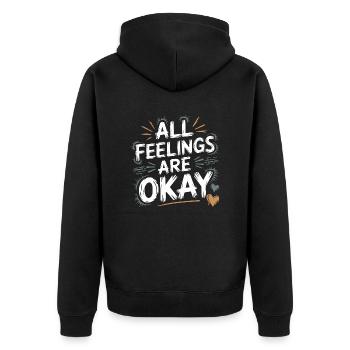 Mental Health Saying for Mindfulness - Unisex Premium Organic Zip Hoodie - black - Back - Nico (187cm)