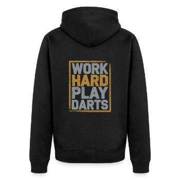 Work Hard Play Darts Darts Player Darts Sport - Unisex Premium Organic Zip Hoodie - black - Back - Nico (187cm)