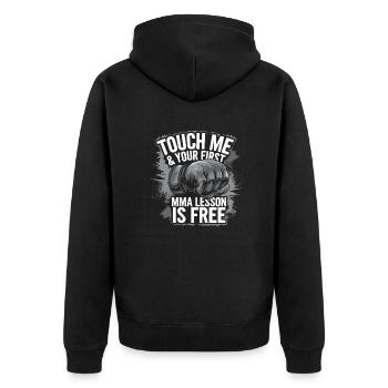 For real martial artists - Unisex Premium Organic Zip Hoodie - black - Back - Nico (187cm)
