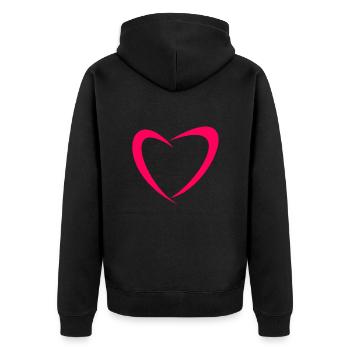 Herz Design zum Valentinstag Liebe Valentinstag - Unisex Premium Bio Zip Hoodie - Schwarz - Hinten - Nico (187cm)