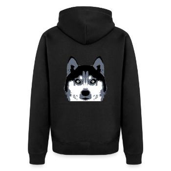 Hund Weißer Husky Gesicht Kopf Schöne Rasse Cool - Unisex Premium Bio Zip Hoodie - Schwarz - Hinten - Nico (187cm)