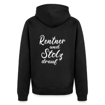 Rentner Ruhestand Alter Mann Geschenk Humor Spruch - Unisex Premium Bio Zip Hoodie - Schwarz - Hinten - Nico (187cm)