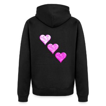 3 Herzen - Unisex Premium Bio Zip Hoodie - Schwarz - Hinten - Nico (187cm)