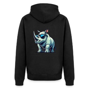 Rhino Comic - Unisex Premium Organic Zip Hoodie - black - Back - Nico (187cm)