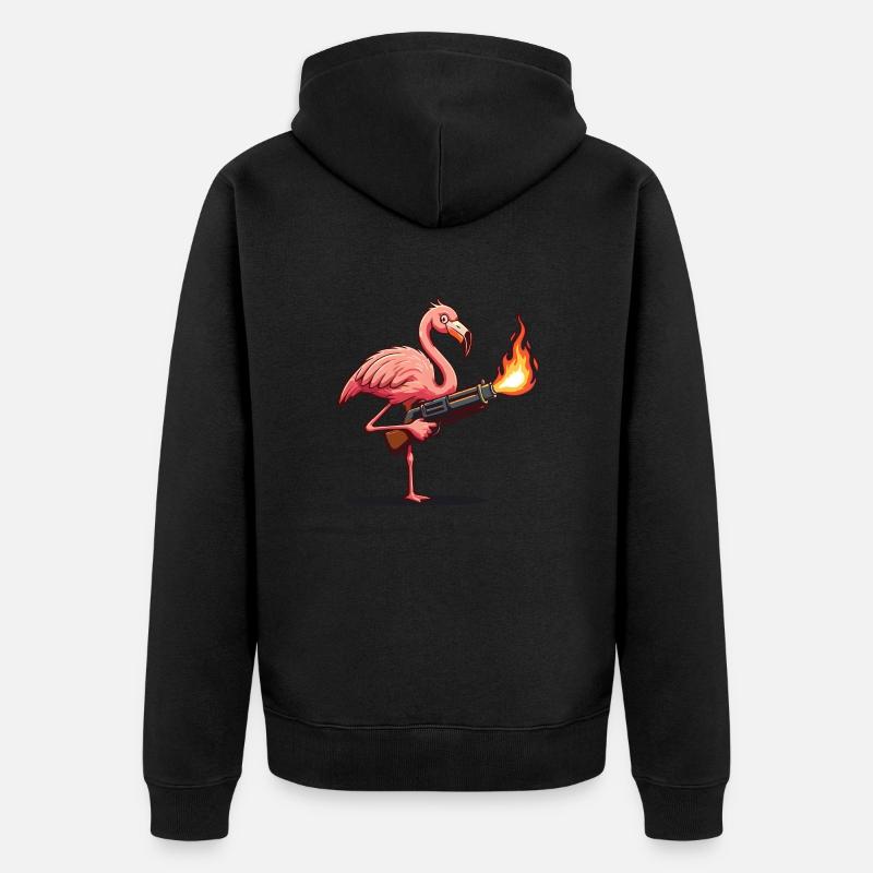 Flamingo - Unisex Premium Bio Zip Hoodie - Schwarz