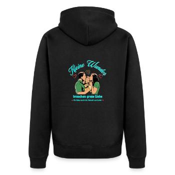 Small miracles need great love - Baby Child - Unisex Premium Organic Zip Hoodie - black - Back - Nico (187cm)