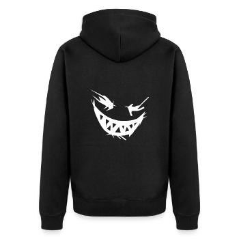 Halloween Gesicht zum fürchten - cooler Style - Unisex Premium Bio Zip Hoodie - Schwarz - Hinten - Nico (187cm)