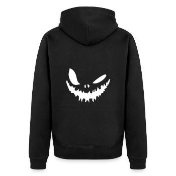 Halloween Gesicht zum fürchten - cooler Style - Unisex Premium Bio Zip Hoodie - Schwarz - Hinten - Nico (187cm)