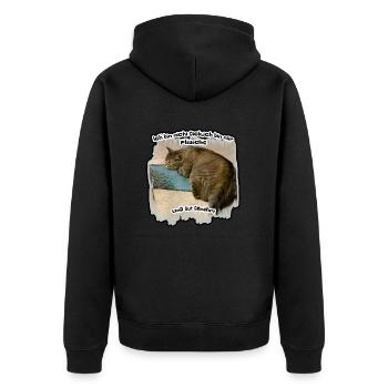 Dicke Katze - Unisex Premium Bio Zip Hoodie - Schwarz - Hinten - Nico (187cm)