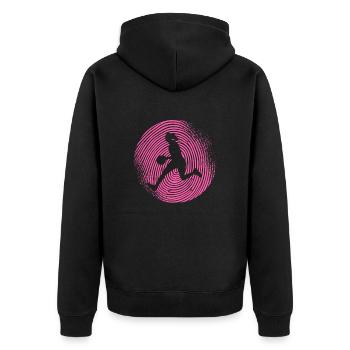 Basketballerin Fingerabdruck Basketballspielerin - Unisex Premium Bio Zip Hoodie - Schwarz - Hinten - Nico (187cm)
