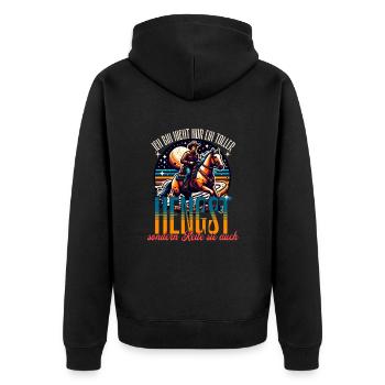 Ich bin nicht nur ein toller Hengst - Unisex Premium Bio Zip Hoodie - Schwarz - Hinten - Nico (187cm)