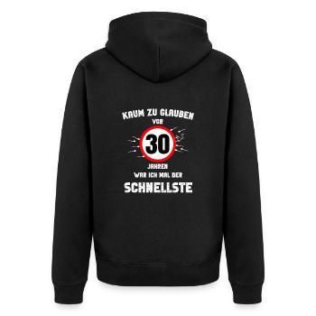 30 Rond Anniversaire Cadeau Fête Dire Idée - Veste à capuche bio Premium Unisexe - noir - Dos - Nico (187cm)