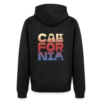 Kalifornischer Stolz - Unisex Premium Bio Zip Hoodie - Schwarz - Hinten - Nico (187cm)