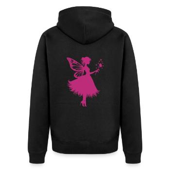 Zauberhafte Fee mit Blume - Unisex Premium Bio Zip Hoodie - Schwarz - Hinten - Nico (187cm)
