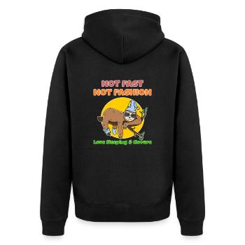 Lazy Sloth Cute Not Fast Nature Lover Sleeping - Unisex Premium Organic Zip Hoodie - black - Back - Nico (187cm)