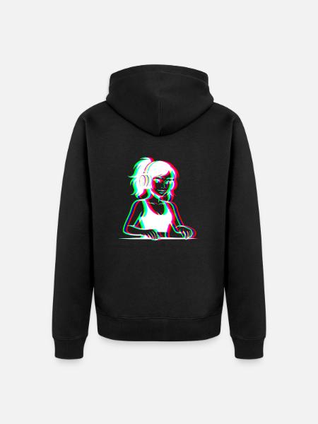 EDM - DJane - Glitch Rave Style - Unisex Premium Organic Zip Hoodie - black