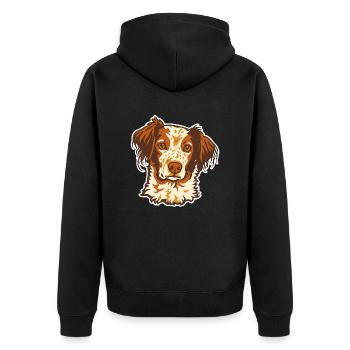 Epagneul Breton - Portrait - 20250606 - Unisex Premium Bio Zip Hoodie - Schwarz - Hinten - Nico (187cm)