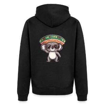 Koala Comic Funny Sombrero - Unisex Premium Organic Zip Hoodie - black - Back - Nico (187cm)