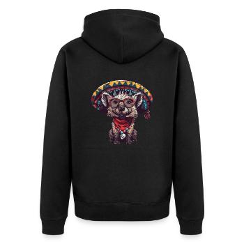Hyena Funny Sombrero - Unisex Premium Organic Zip Hoodie - black - Back - Nico (187cm)