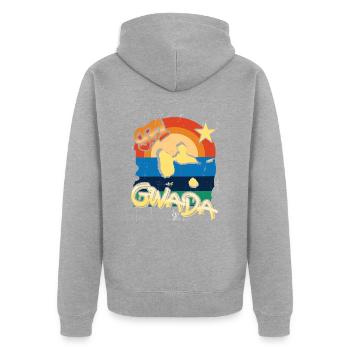 Belle idee cadeau souvenir guadeloupe gwada 971 - Veste à capuche bio Premium Unisexe - gris chiné - Dos - Nico (187cm)