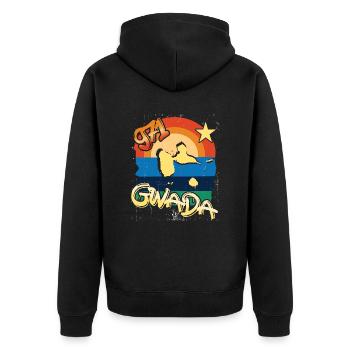 Schöne Souvenir-Geschenkidee guadeloupe gwada 971 - Unisex Premium Bio Zip Hoodie - Schwarz - Hinten - Nico (187cm)