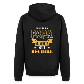 Idee cadeau je suis un Papa grincheux qui déchire - Veste à capuche bio Premium Unisexe - noir - Dos - Nico (187cm)