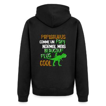 Papisaurus Papi Cadeau Petits-enfants - Veste à capuche bio Premium Unisexe - noir - Dos - Nico (187cm)