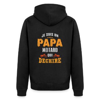 je suis un papa motard qui déchire - Veste à capuche bio Premium Unisexe - noir - Dos - Nico (187cm)