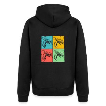 Wespe Hornisse Pop Art Insekt - Unisex Premium Bio Zip Hoodie - Schwarz - Hinten - Nico (187cm)