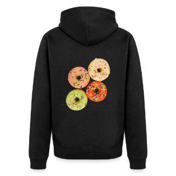 Farbenfrohe Donuts - Unisex Premium Bio Zip Hoodie - Schwarz - Hinten - Nico (187cm)