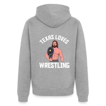 Conception de lutte au Texas pour les fiers fans du Texas - Veste à capuche bio Premium Unisexe - gris chiné - Dos - Nico (187cm)