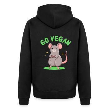 Conception de rats pour les fiers végétaliens - Veste à capuche bio Premium Unisexe - noir - Dos - Nico (187cm)