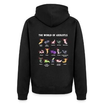 Die Welt der Axolotl Design für Axolotl-Liebhaber - Unisex Premium Bio Zip Hoodie - Schwarz - Hinten - Nico (187cm)