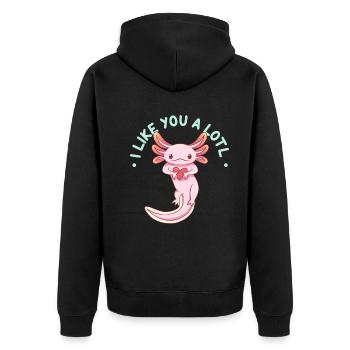 I Like You A Lotl Pun Design For Axolotl Lovers - Unisex Premium Organic Zip Hoodie - black - Back - Nico (187cm)
