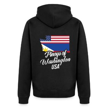 Filipinos of Washington Design für stolze Fil-Ams - Unisex Premium Bio Zip Hoodie - Schwarz - Hinten - Nico (187cm)