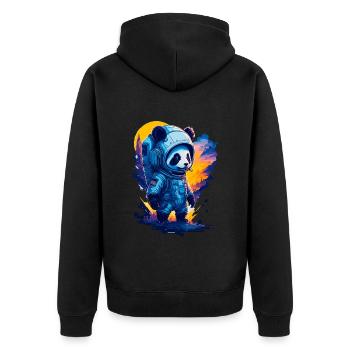 Niedlicher Panda-Astronaut - Unisex Premium Bio Zip Hoodie - Schwarz - Hinten - Nico (187cm)