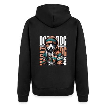 URBAN CHIC : LE CHIEN EMBRASSE LA VIE CITADINE AVEC STYLE - Veste à capuche bio Premium Unisexe - noir - Dos - Nico (187cm)