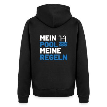 Planschbecken Swimmingpool Pool Schwimmen Geschenk - Unisex Premium Bio Zip Hoodie - Schwarz - Hinten - Nico (187cm)