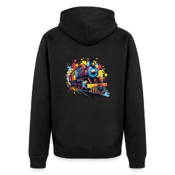 Colorful train - Unisex Premium Organic Zip Hoodie - black - Back - Nico (187cm)