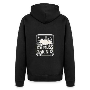 I don't have to do anything, lazy cat - Unisex Premium Organic Zip Hoodie - black - Back - Nico (187cm)