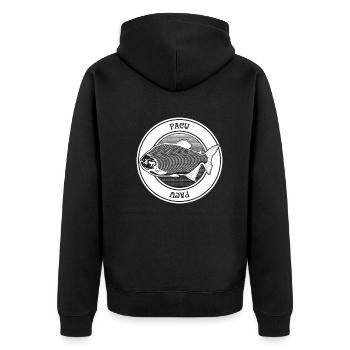 Pacu Monster Fischhüter Tattoo Stil Aquarist - Unisex Premium Bio Zip Hoodie - Schwarz - Hinten - Nico (187cm)