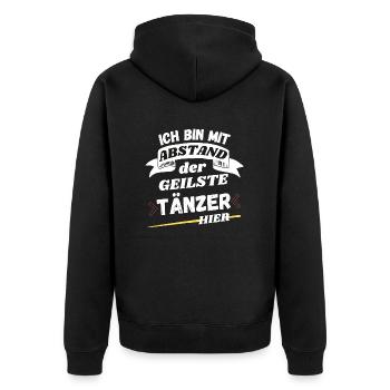 Ich bin mit Abstand der geilste Tänzer hier - Unisex Premium Bio Zip Hoodie - Schwarz - Hinten - Nico (187cm)