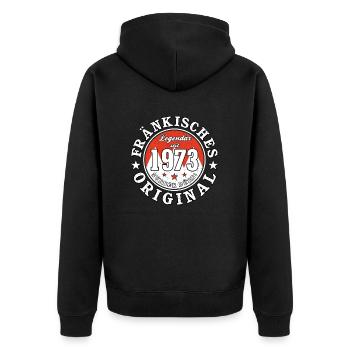 50. Geburtstag Fränkisches Original geboren 1973 - Unisex Premium Bio Zip Hoodie - Schwarz - Hinten - Nico (187cm)