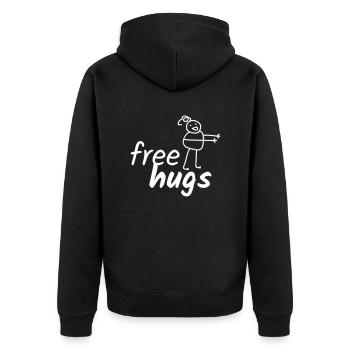 Funny Saying Free Hugs with Drawing - Unisex Premium Organic Zip Hoodie - black - Back - Nico (187cm)