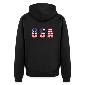 Drapeau américain - Veste à capuche bio Premium Unisexe - noir - Dos - Nico (187cm)