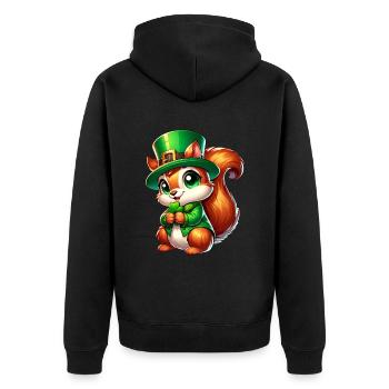 St. Patrick's Day Süßes Eichhörnchen Comic Design - Unisex Premium Bio Zip Hoodie - Schwarz - Hinten - Nico (187cm)