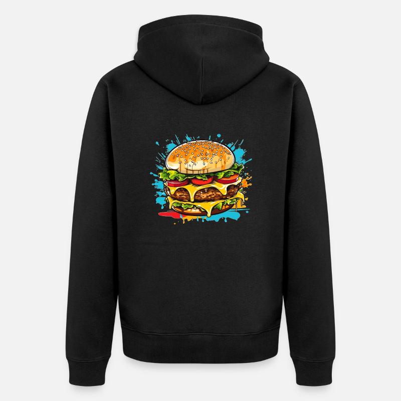 Cheeseburger Splash - Unisex Premium Bio Zip Hoodie - Schwarz
